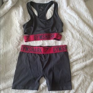 Gymshark grey bike shorts and sports bra set